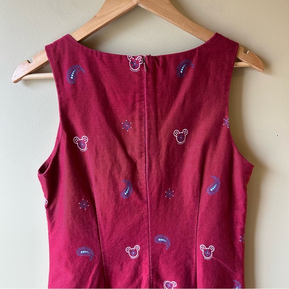 Vintage 90s Disney Store Mickey Mouse Paisley Cotton Shift Dress Red Size Medium - Picture 7 of 12